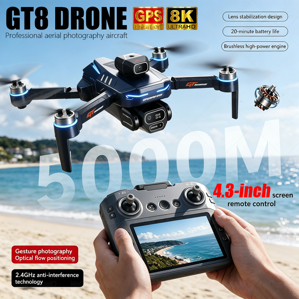 NEW GT8 HD RC Drone 4K Profess - Drone Camera Professional review and price